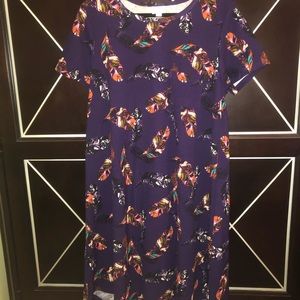 LuLaRoe Carly - XL Purple Feather Print Jacquard